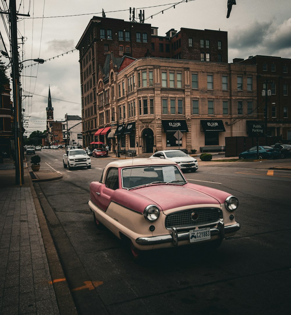 a car parked on the side of a street