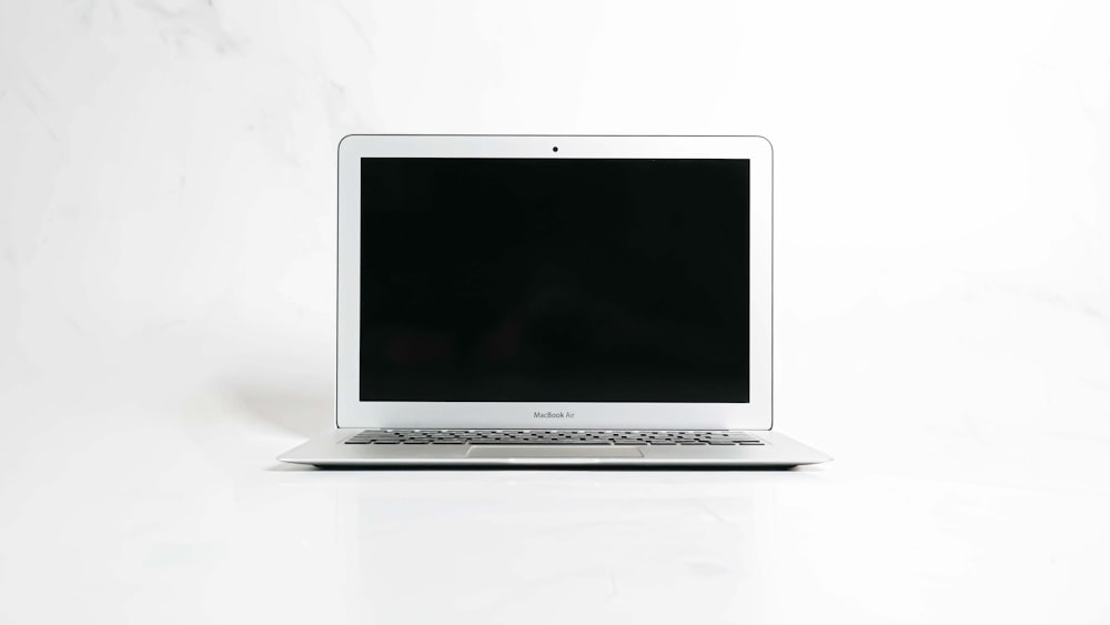 a laptop with a blank screen