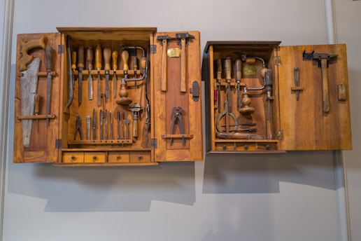 a group of wooden objects