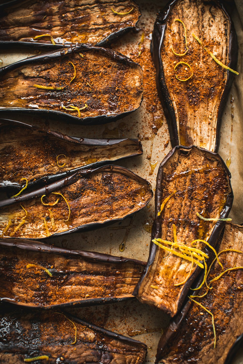 a group of brown and black fish