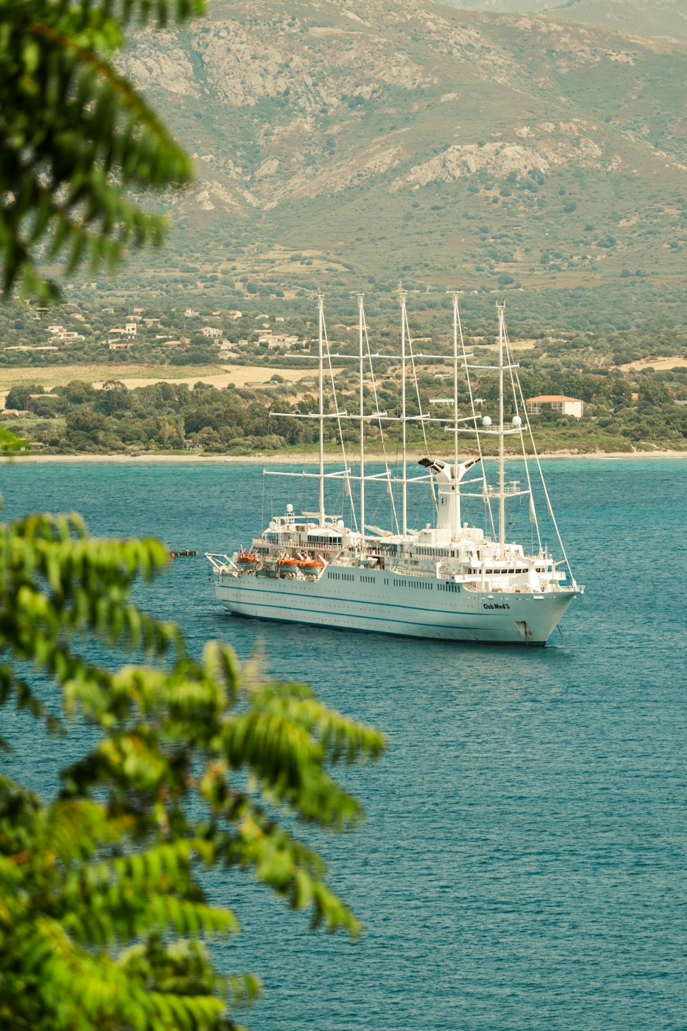 a large white boat in the water