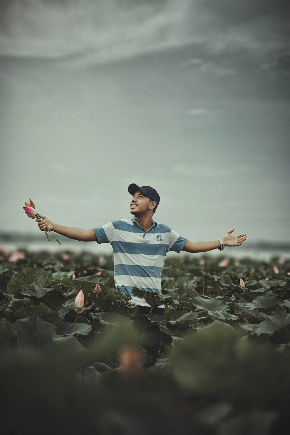 a man standing in a field