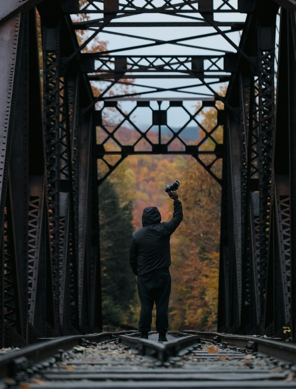 a person standing in front of a building