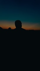 An artistic silhouette against a sunset backdrop.