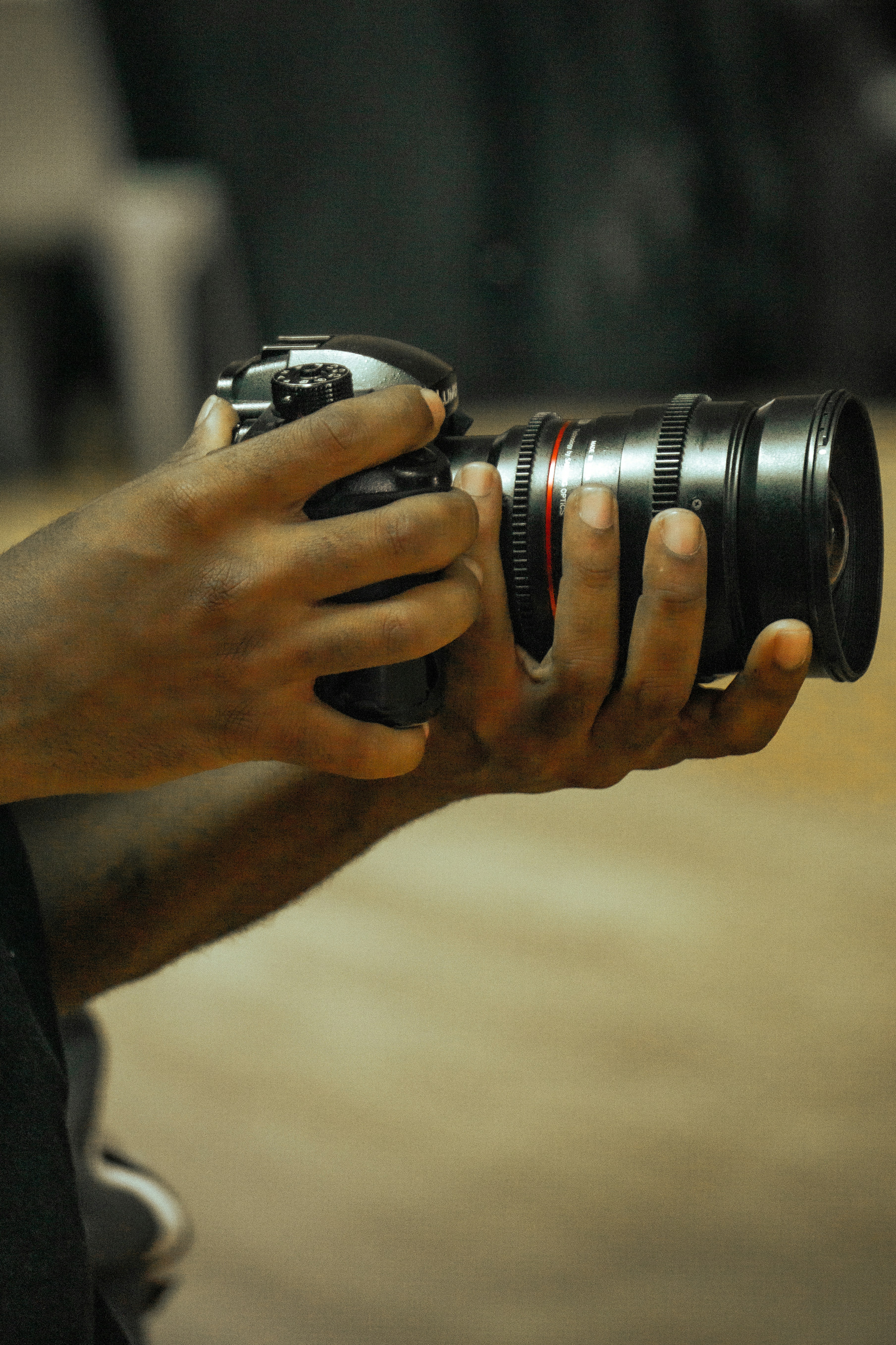 a person holding a camera