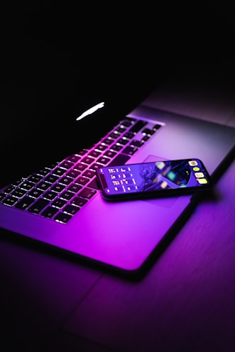 a laptop with a keyboard