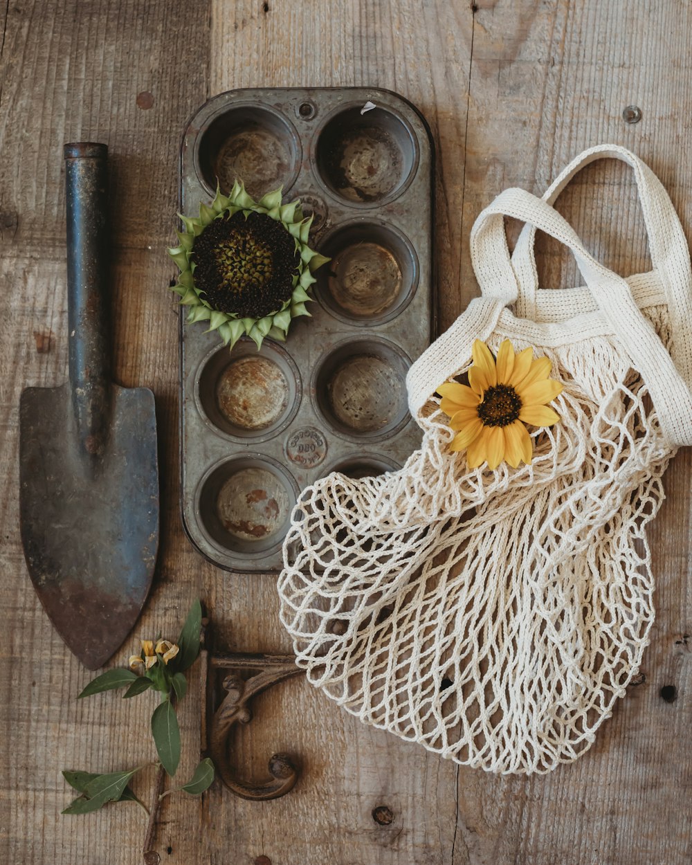 a basket with a flower in it