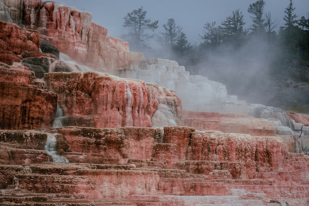 a large red rock cliff