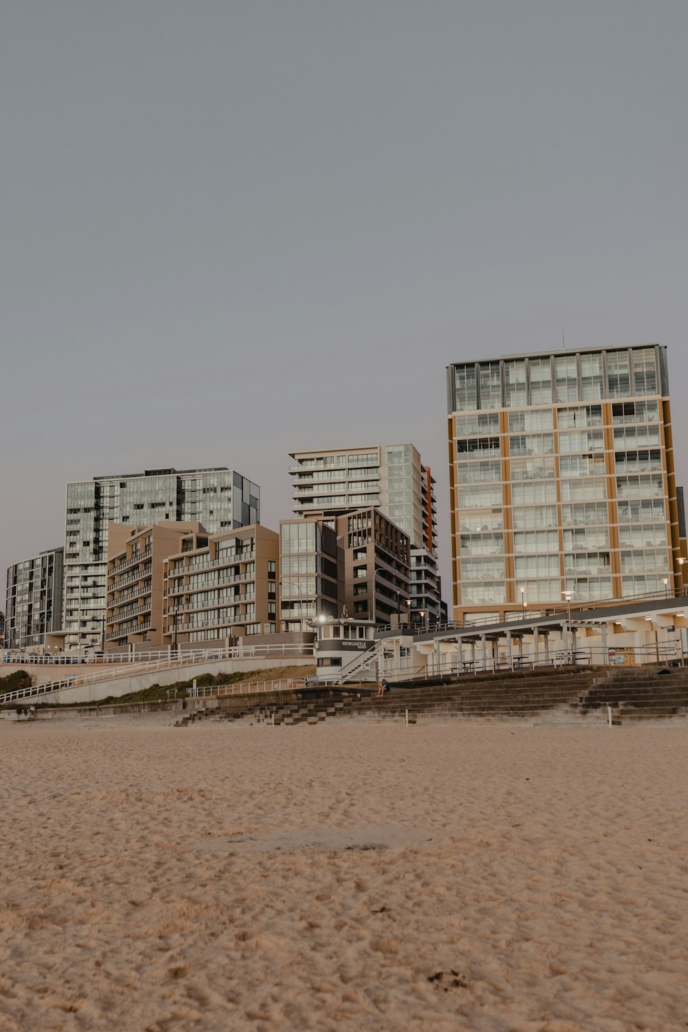 a beach with buildings on it