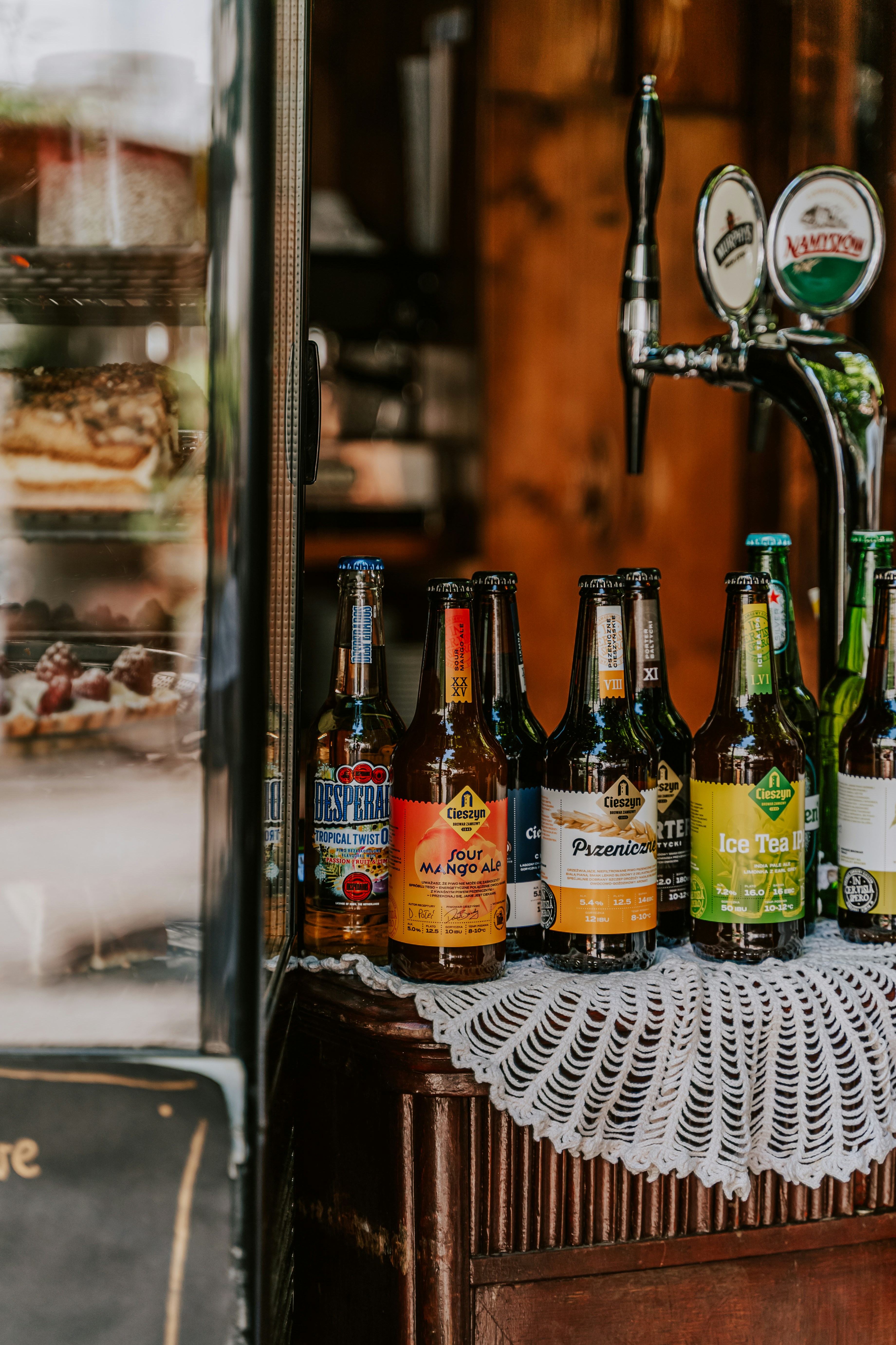 a group of bottles on a table