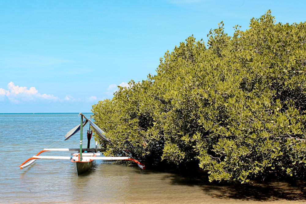 Un bateau est assis dans l’eau