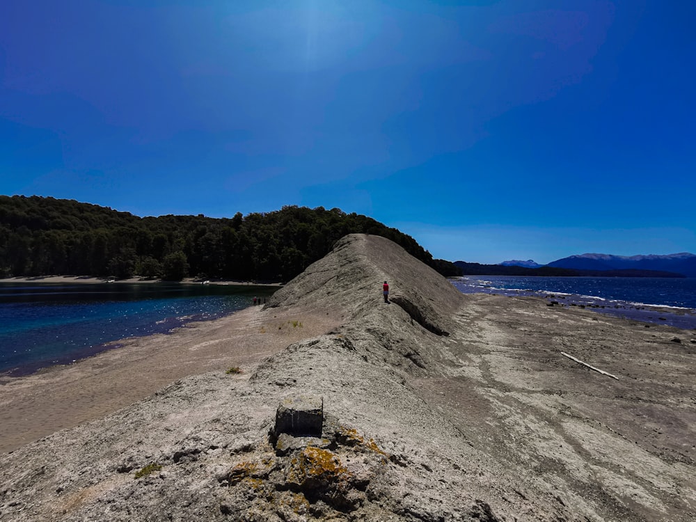 a person standing on a beach