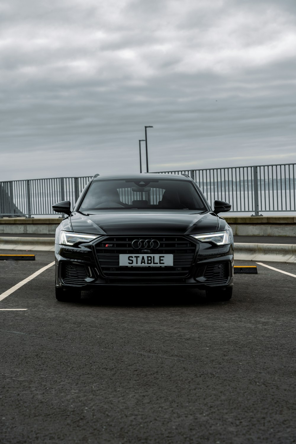 a black car on a road