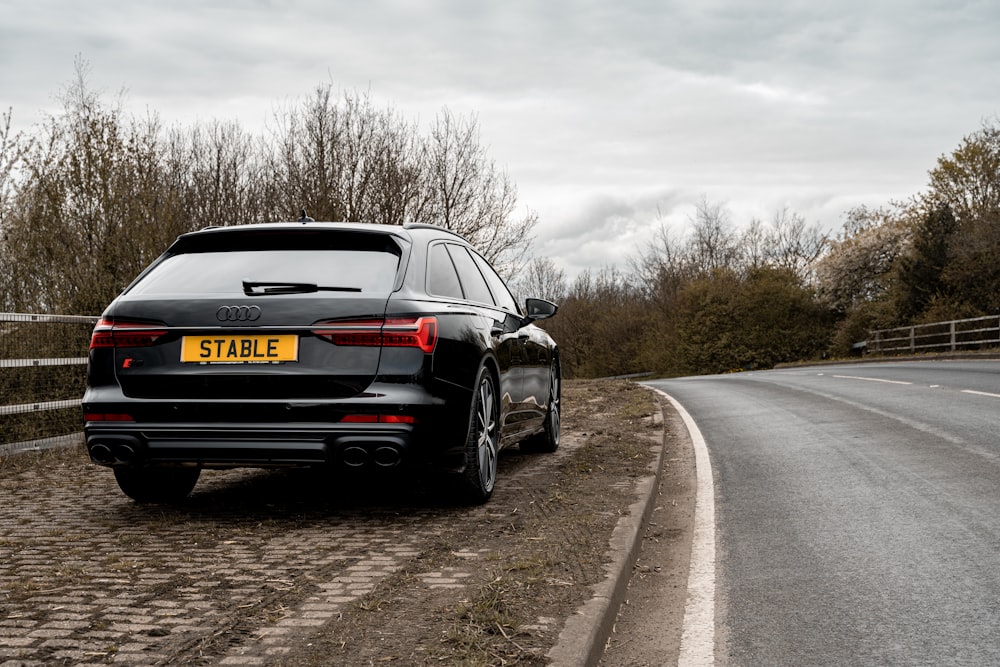 a black car on a road