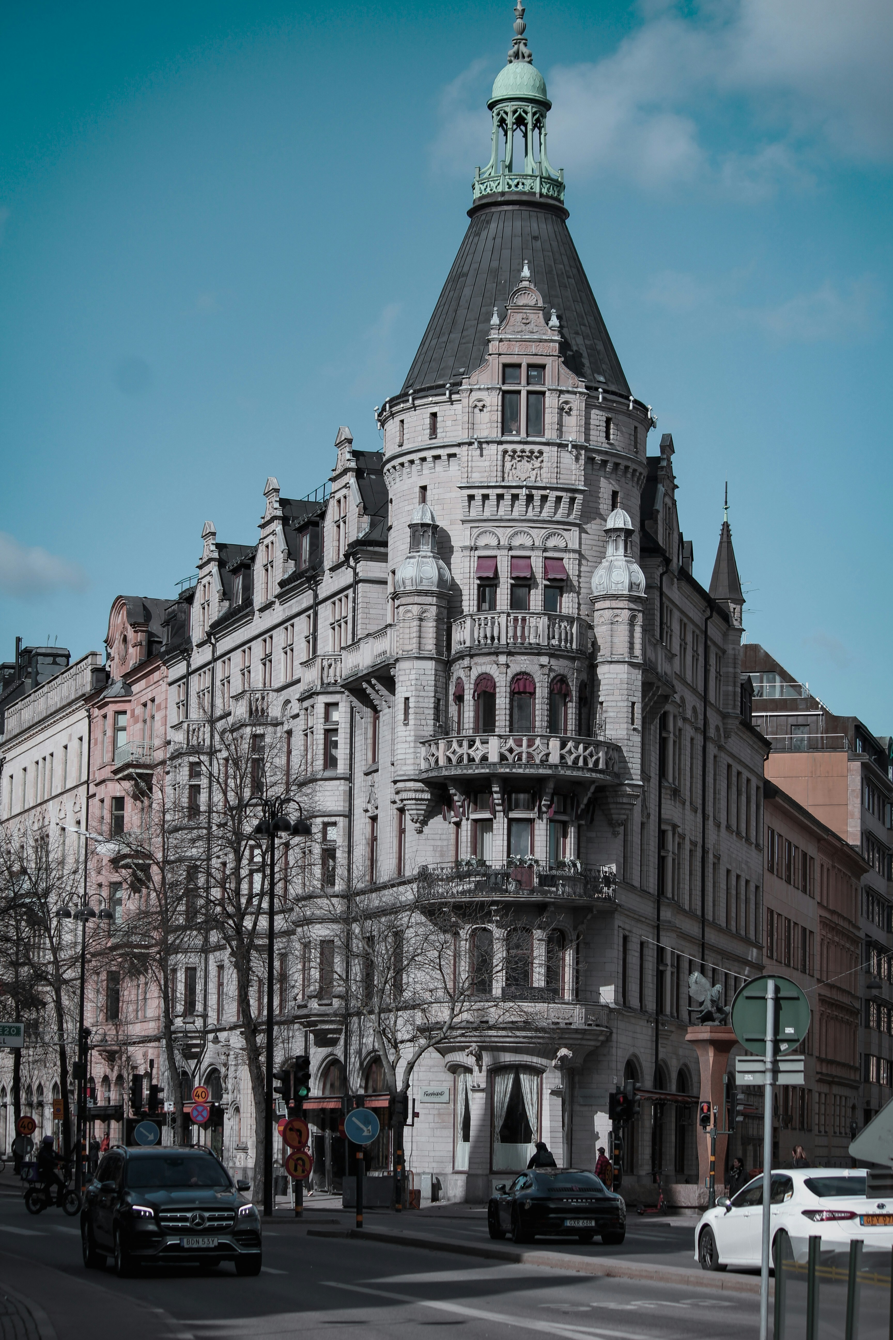 a large building with a tower