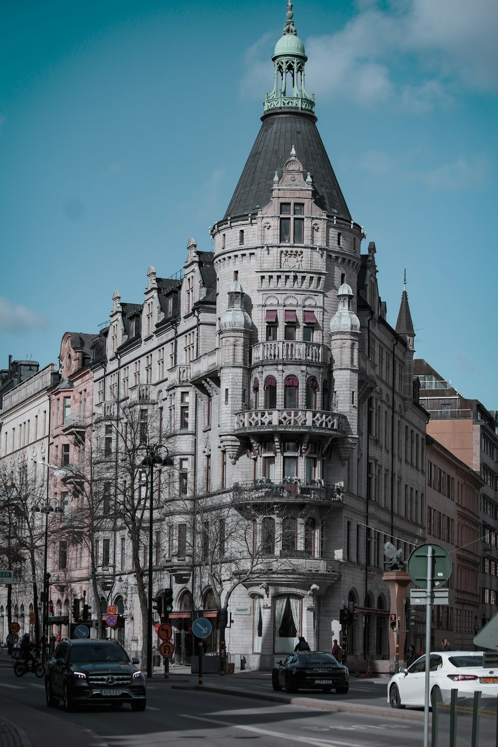 a large building with a tower