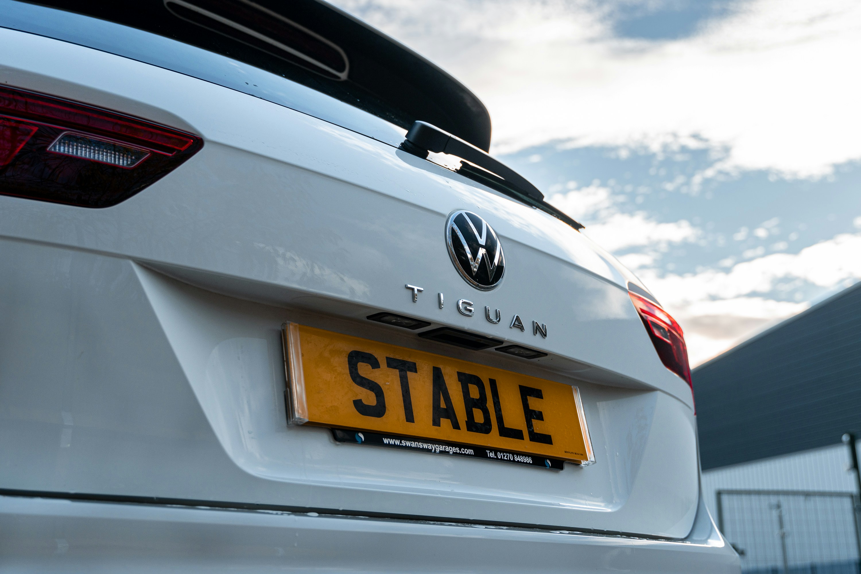 the back of a white car