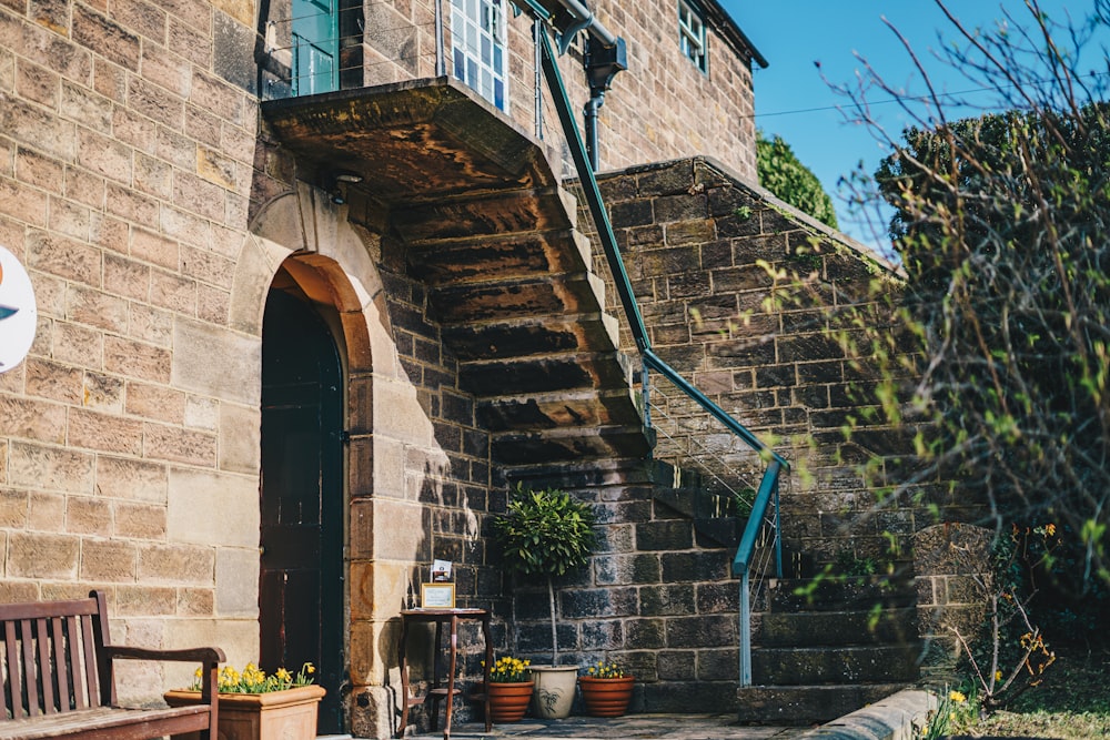 a stone building with a staircase