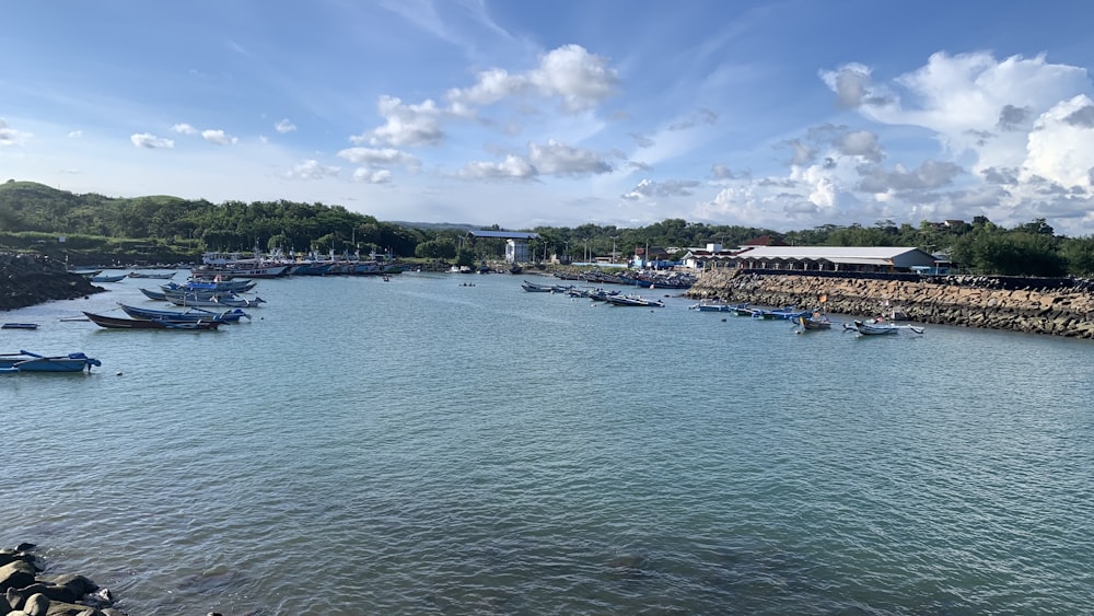 a body of water with boats in it and buildings in the back