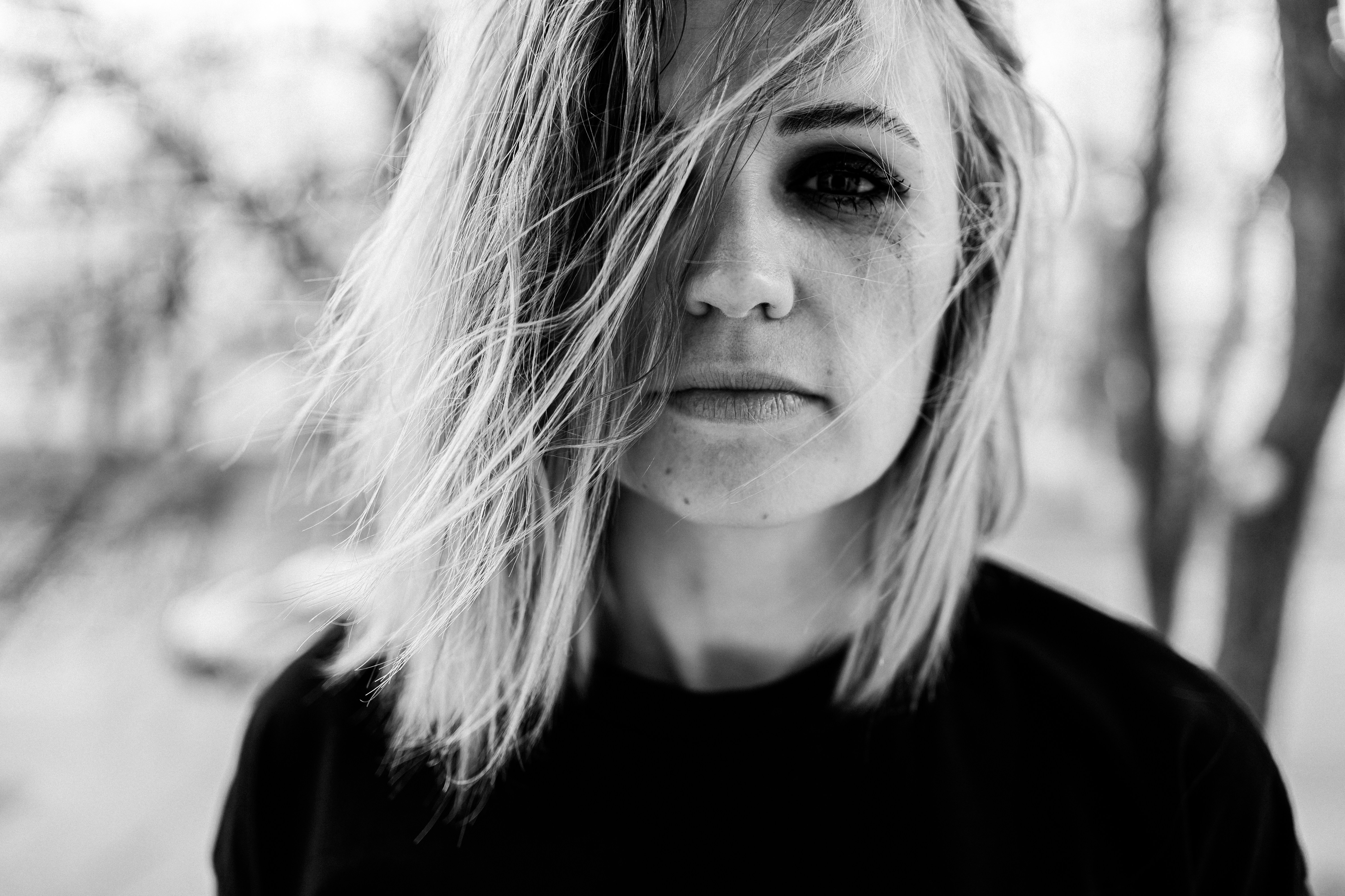 a woman with long hair