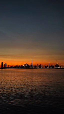 a city skyline at sunset