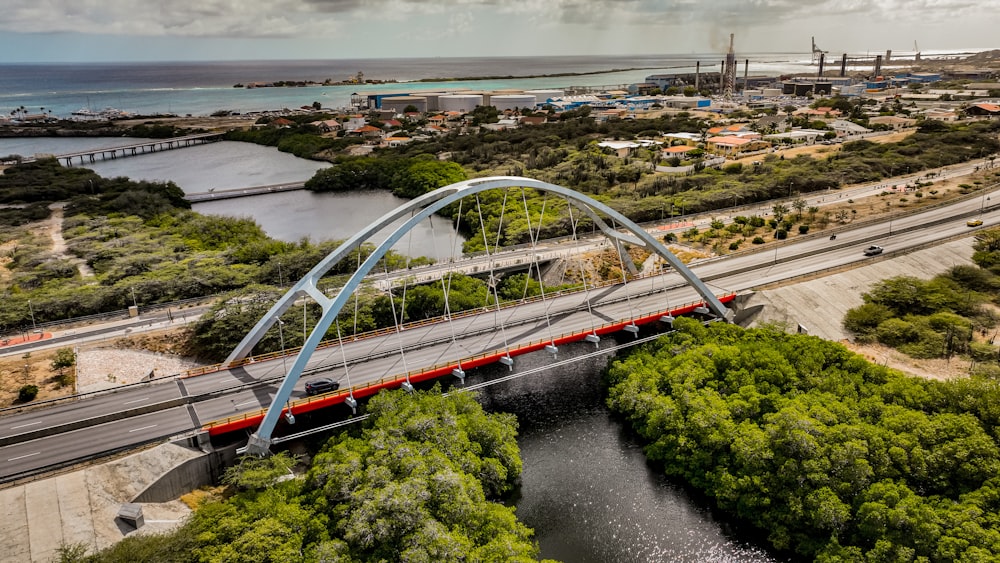 a train on a bridge