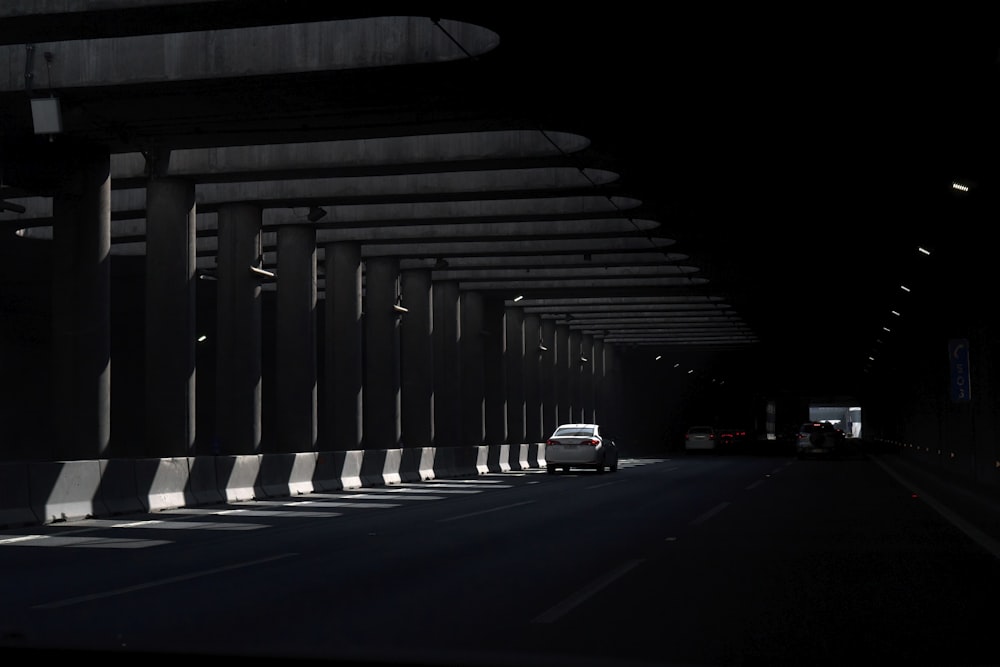 a close up of an empty city street at night