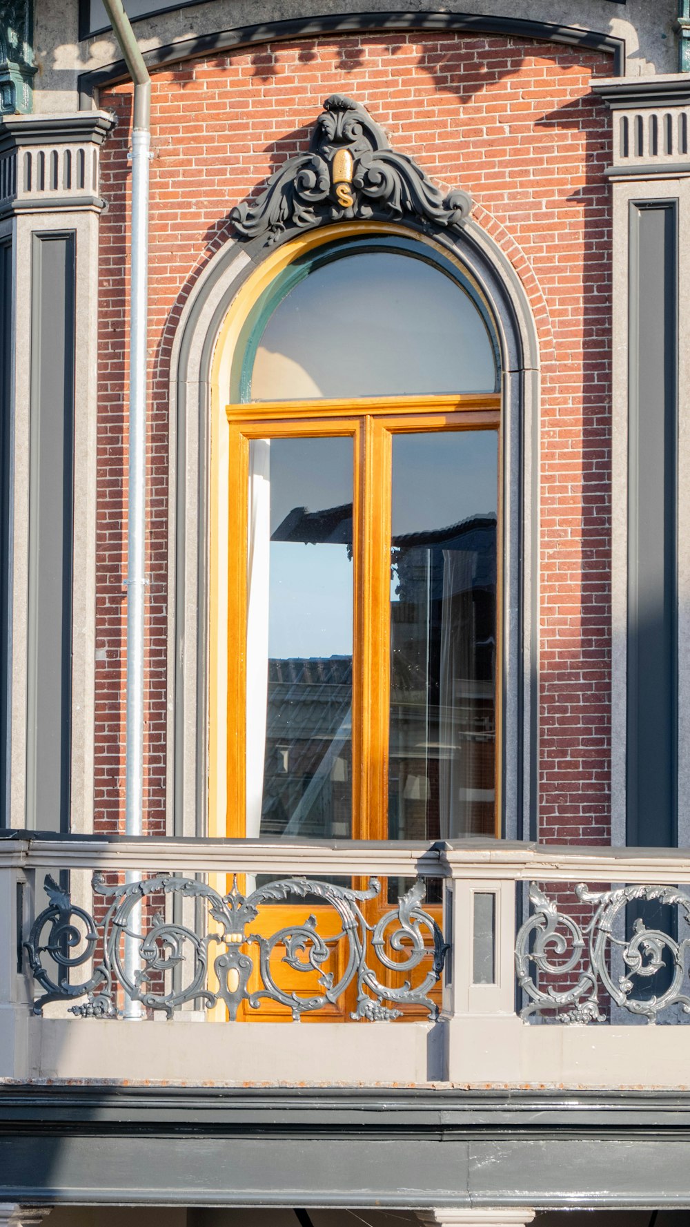 a window with a metal frame