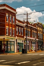a row of buildings on a street Virginia 