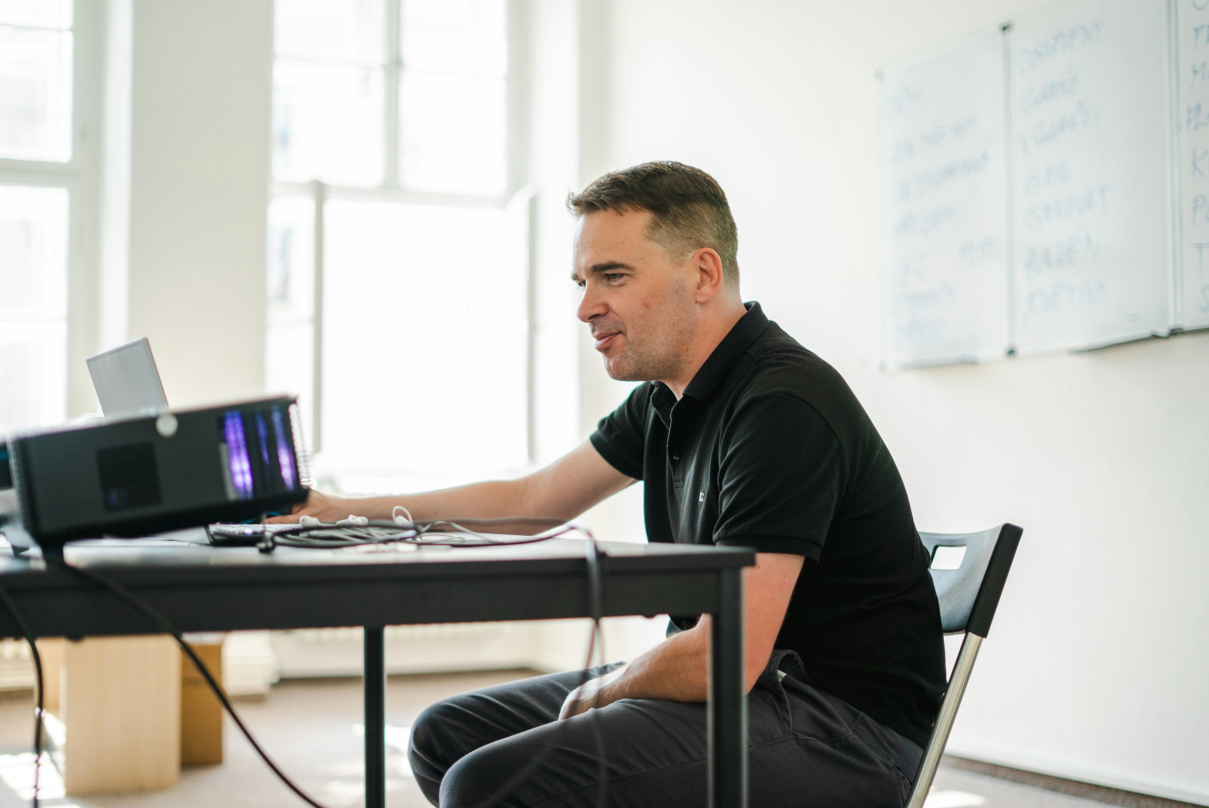 a man sitting at a desk