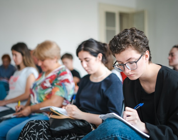 a group of students in a classroom