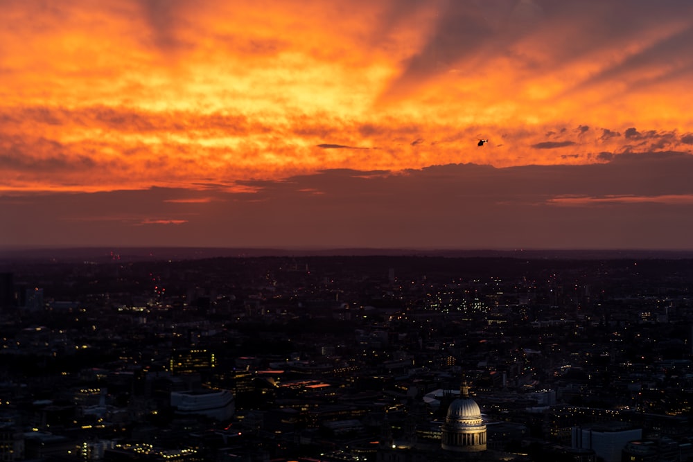 a city at sunset