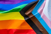 a close-up of some flags