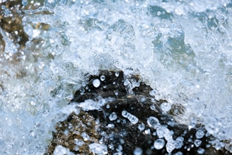 a black object on a rocky surface