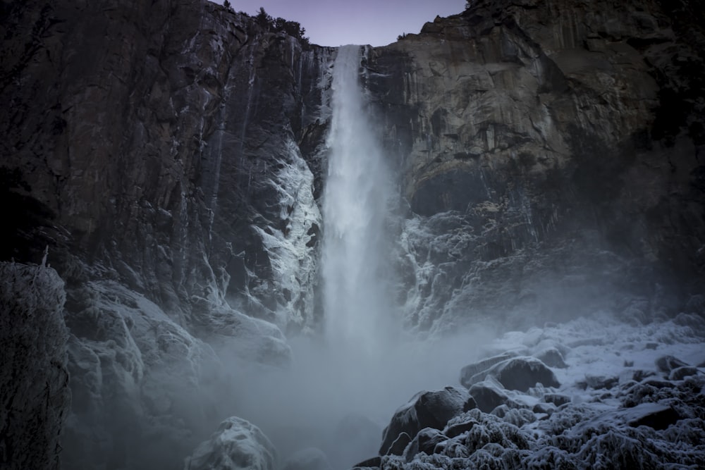 a waterfall over rocks