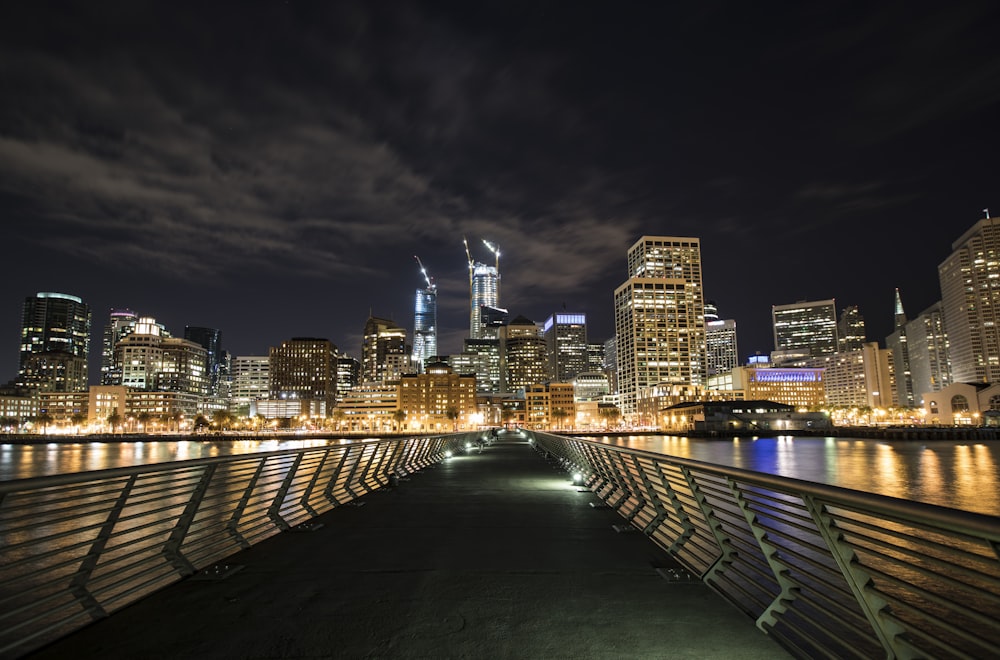 a city skyline at night