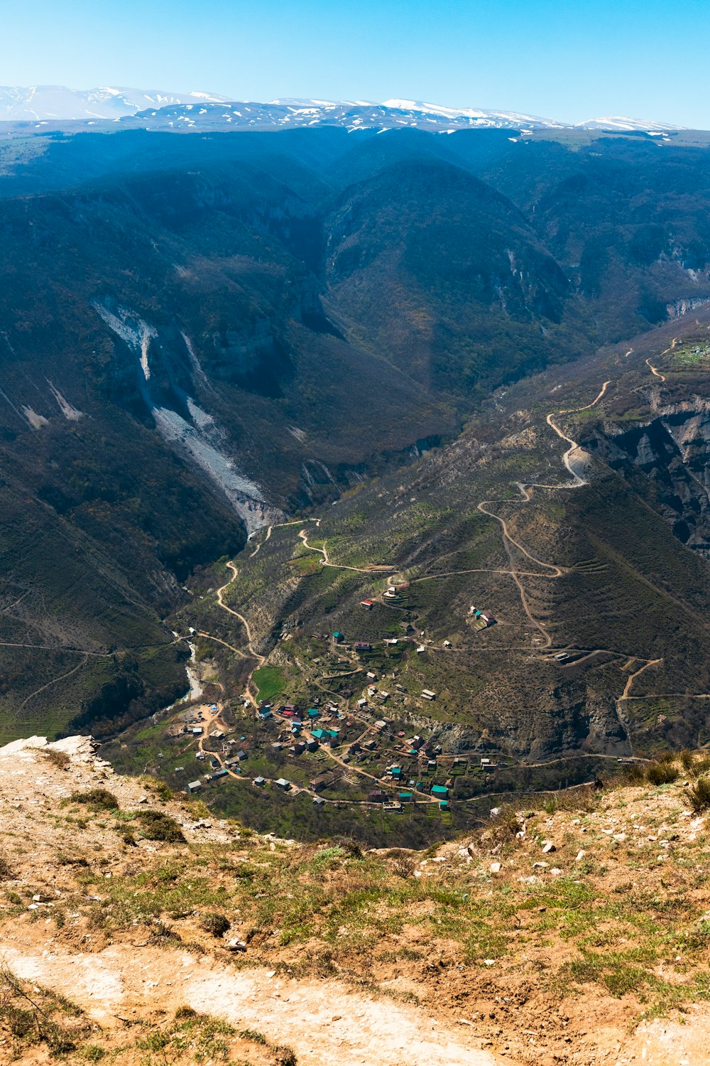 a valley with buildings in it