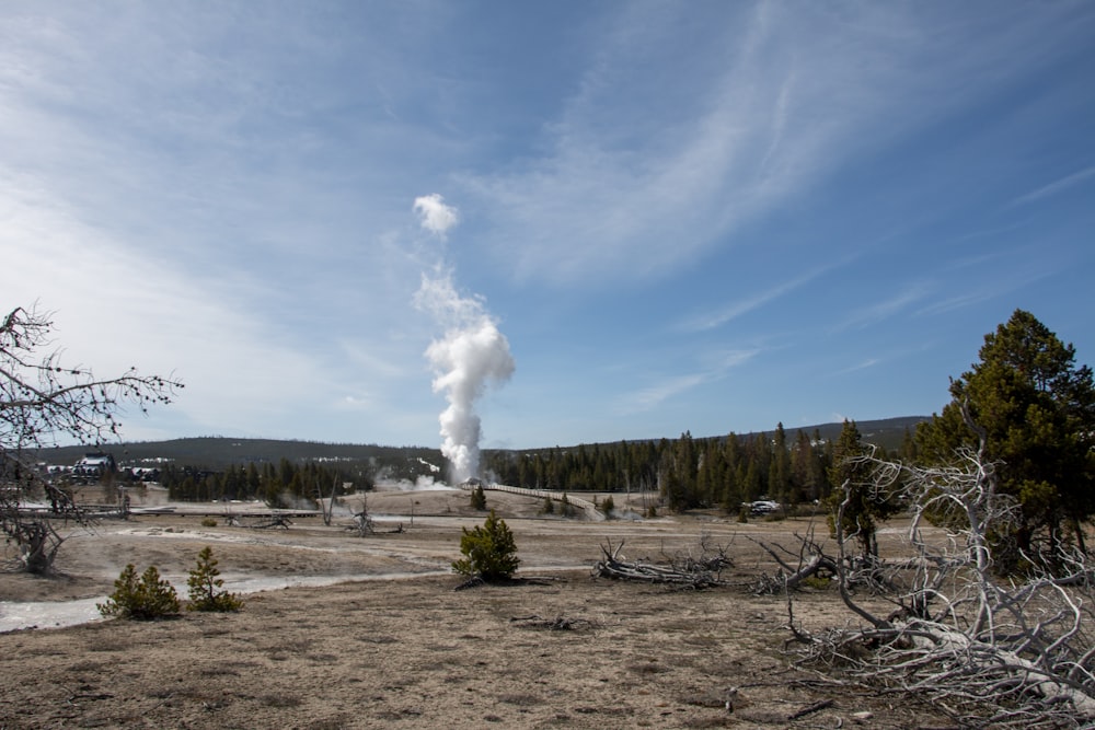 a large explosion in a desert