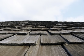 a roof with shingles