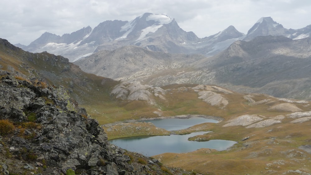 a lake in a mountainous region