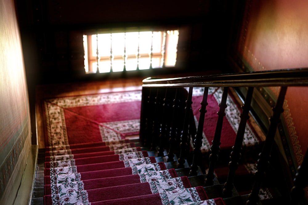 a staircase with a window