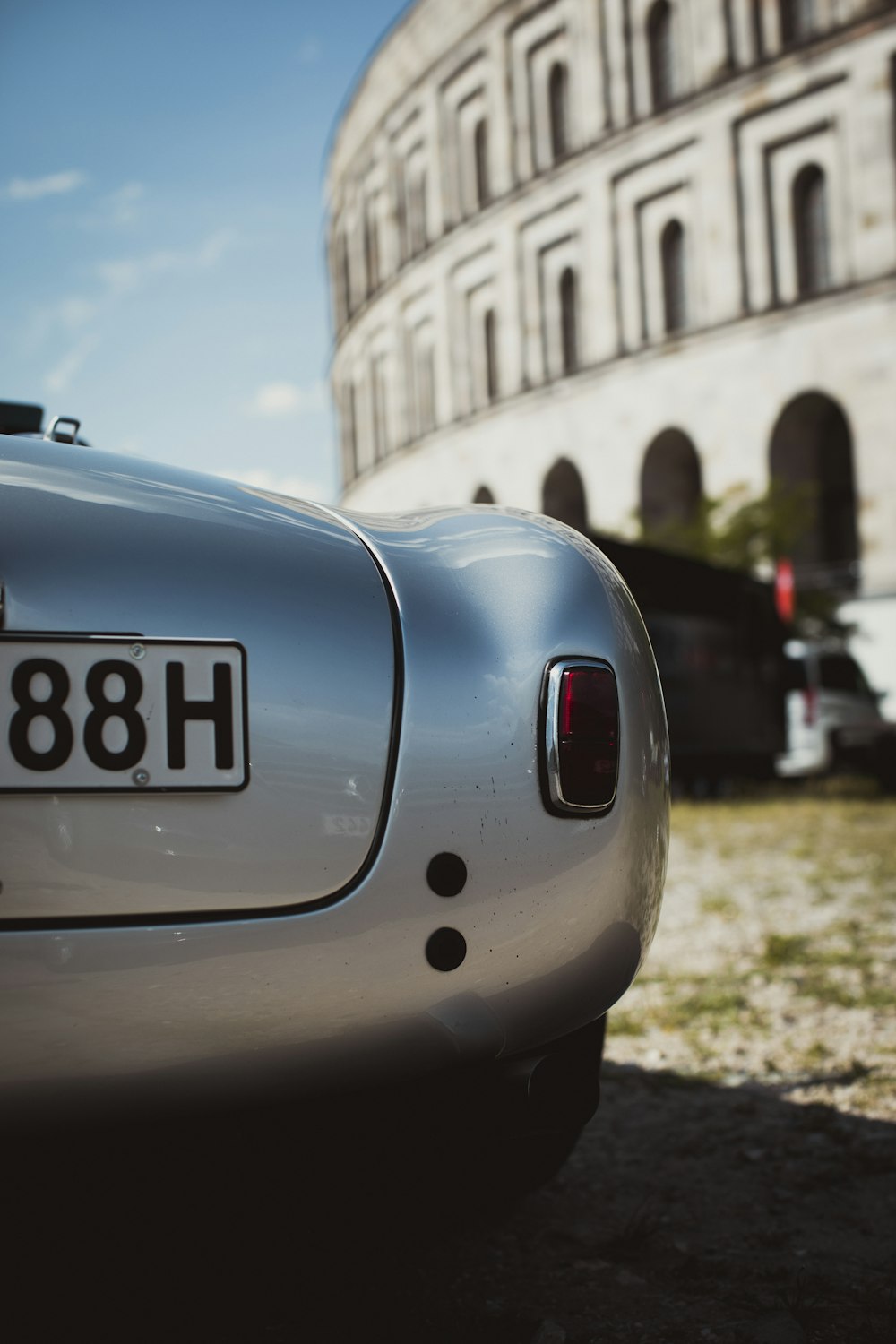 a car parked in front of a building