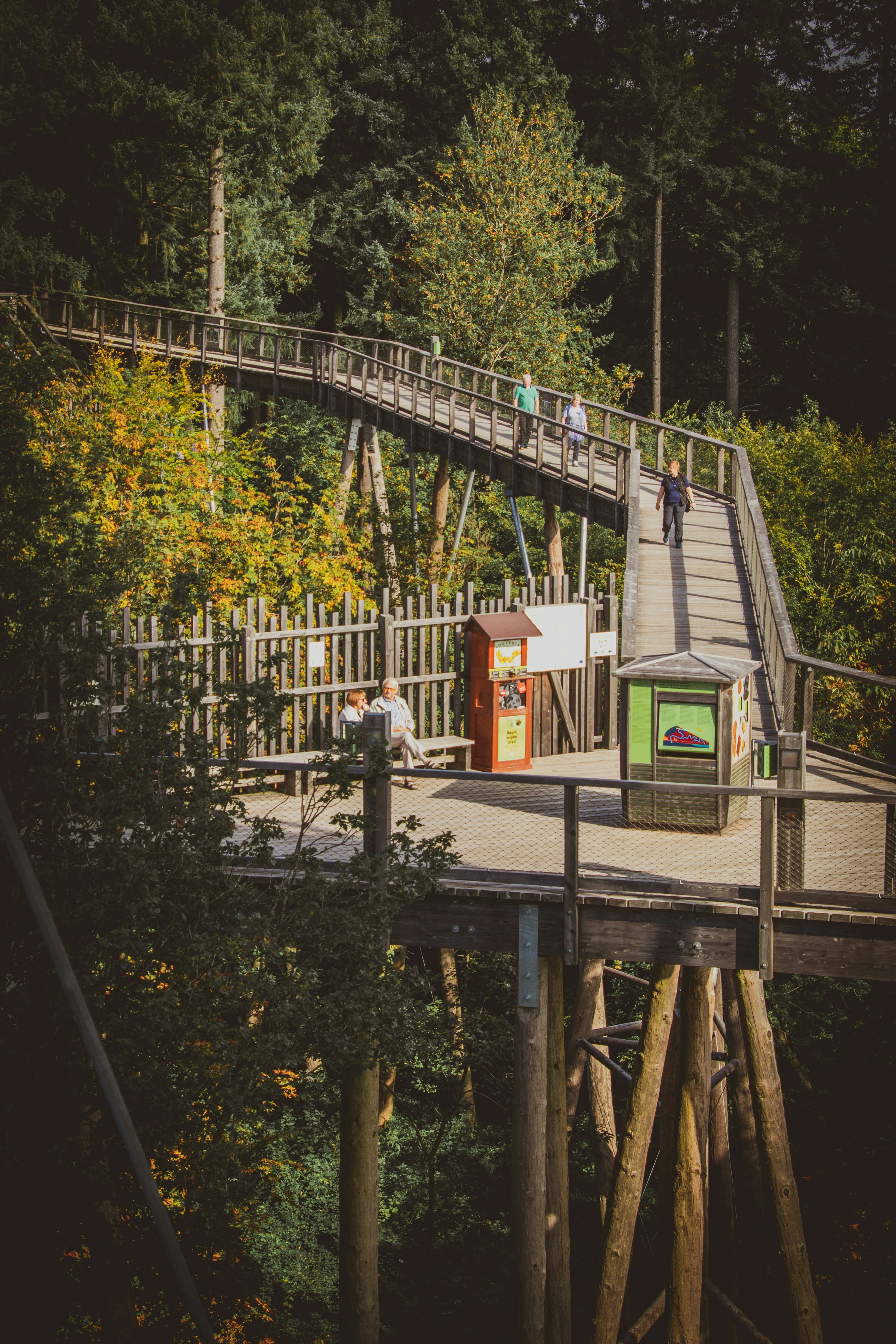 a group of people on a bridge