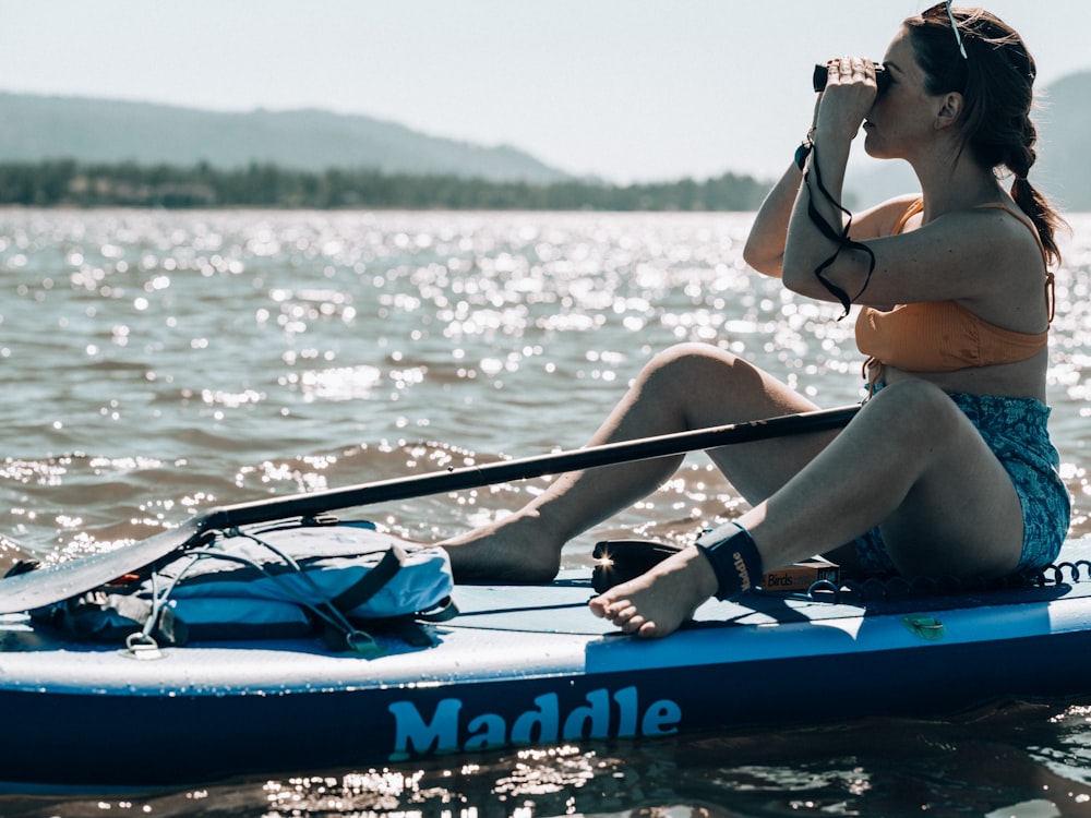 a woman in a boat