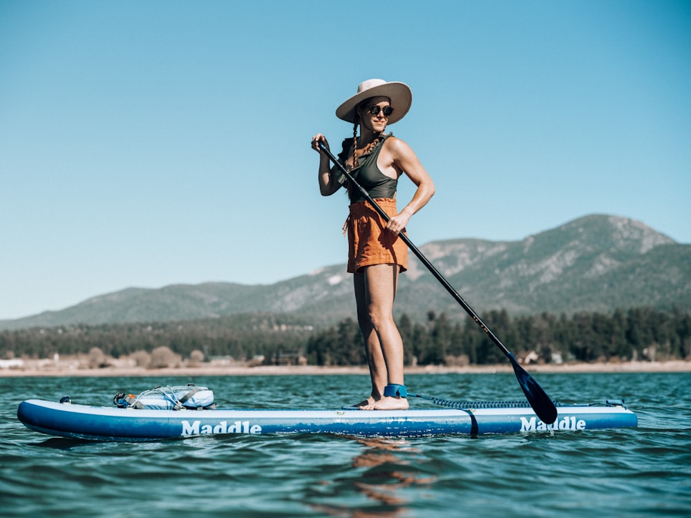 a man on a paddle board