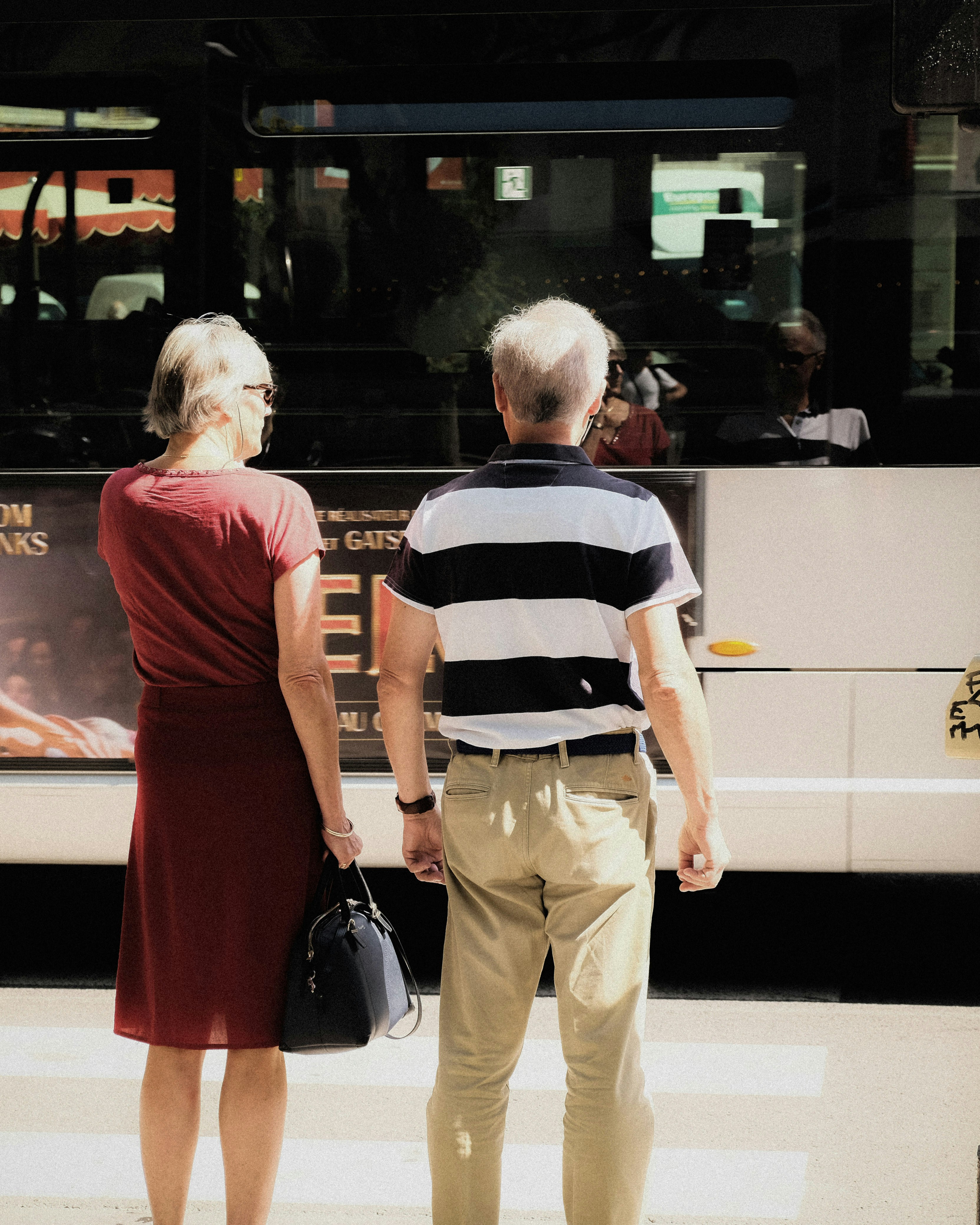a man and woman walking