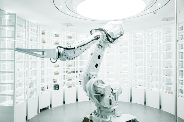 White robotic arm on display