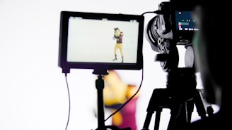 a person standing on a television screen