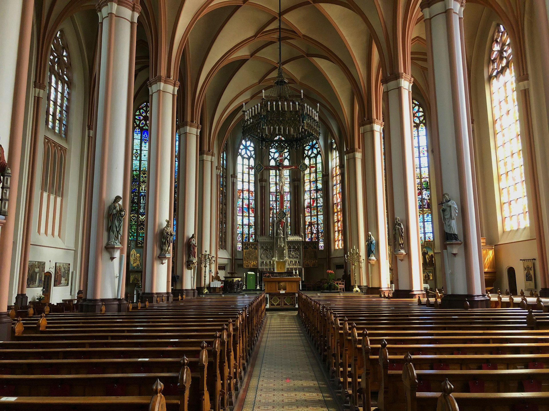 a large church with many pews