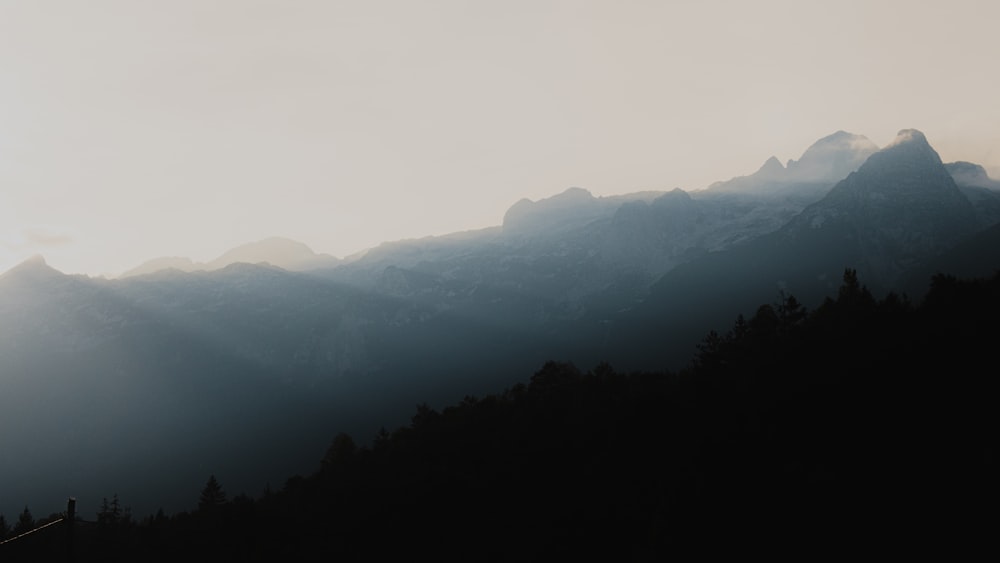 a foggy mountain range